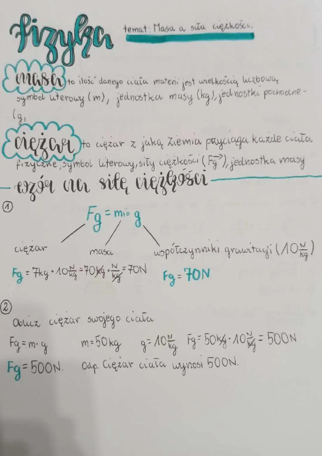 Masa a siła ciężkości 