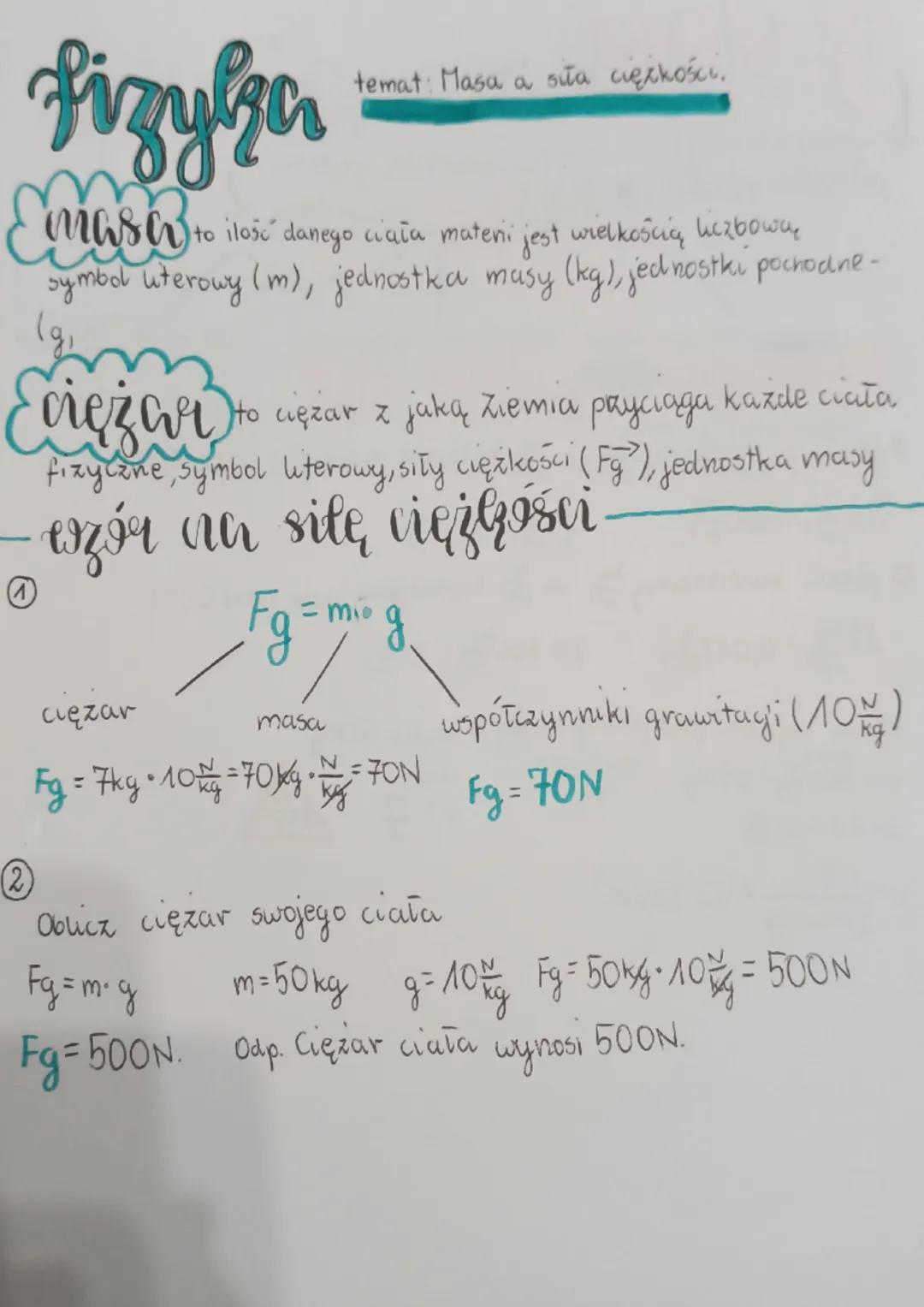fizyka
Emasu to ilaše danego ciata materni jest wielkością, iczbowy,
symbol literowy (m), jednostka masy (kg), jednostki pochodne -
temat: M