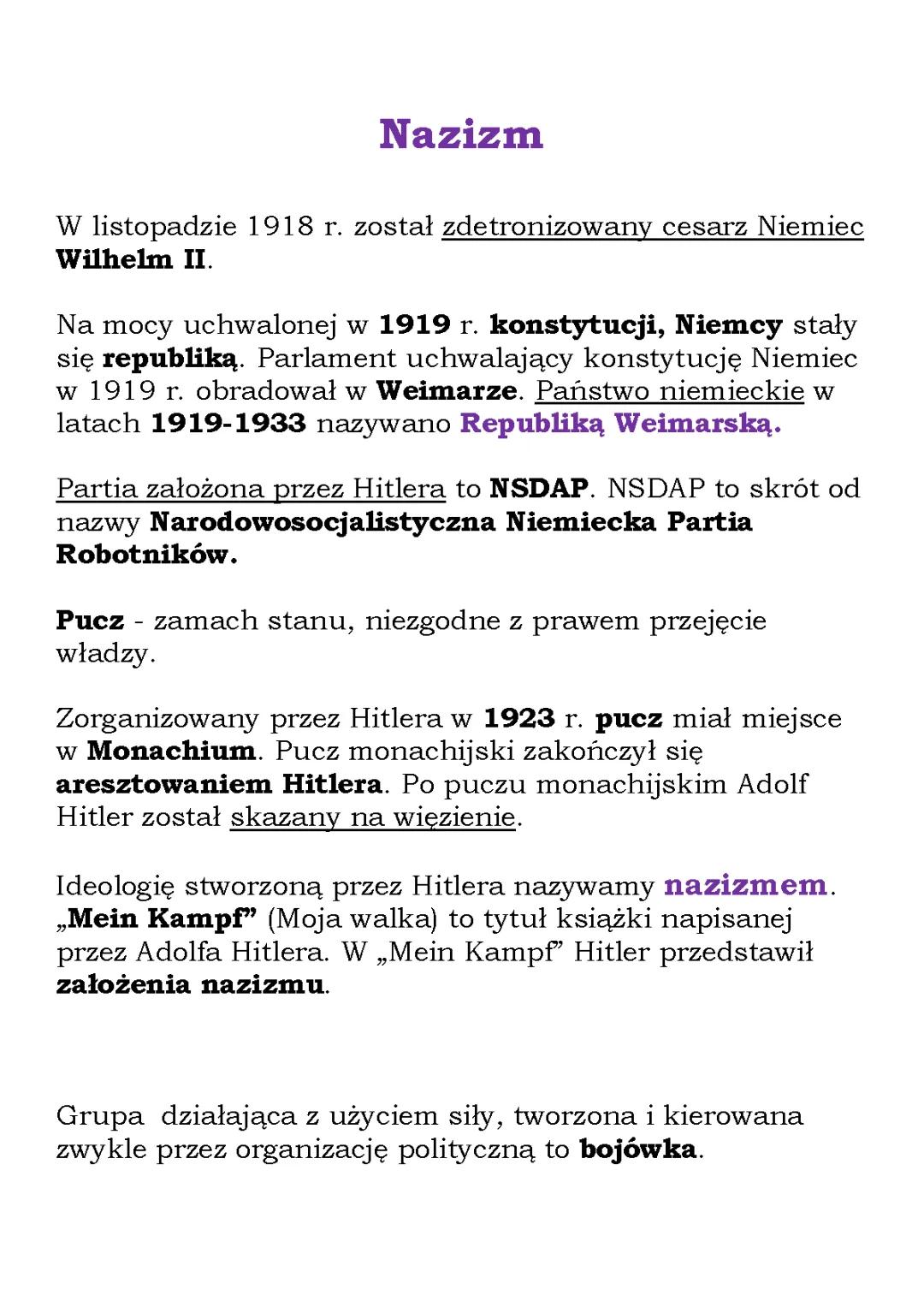 Republika Weimarska a Polska i Konstytucja Weimarska - Ustawy Norymberskie 1935