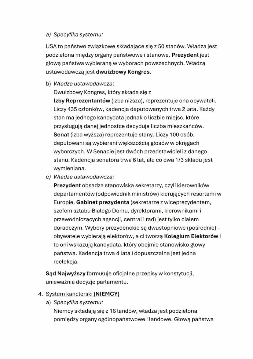 SYSTEMY POLITYCZNE
1. Różnice między podstawowymi systemami politycznymi
Kryteria różnicujące
Organ wiodący
Pozycja głowy państwa
Relacje mi