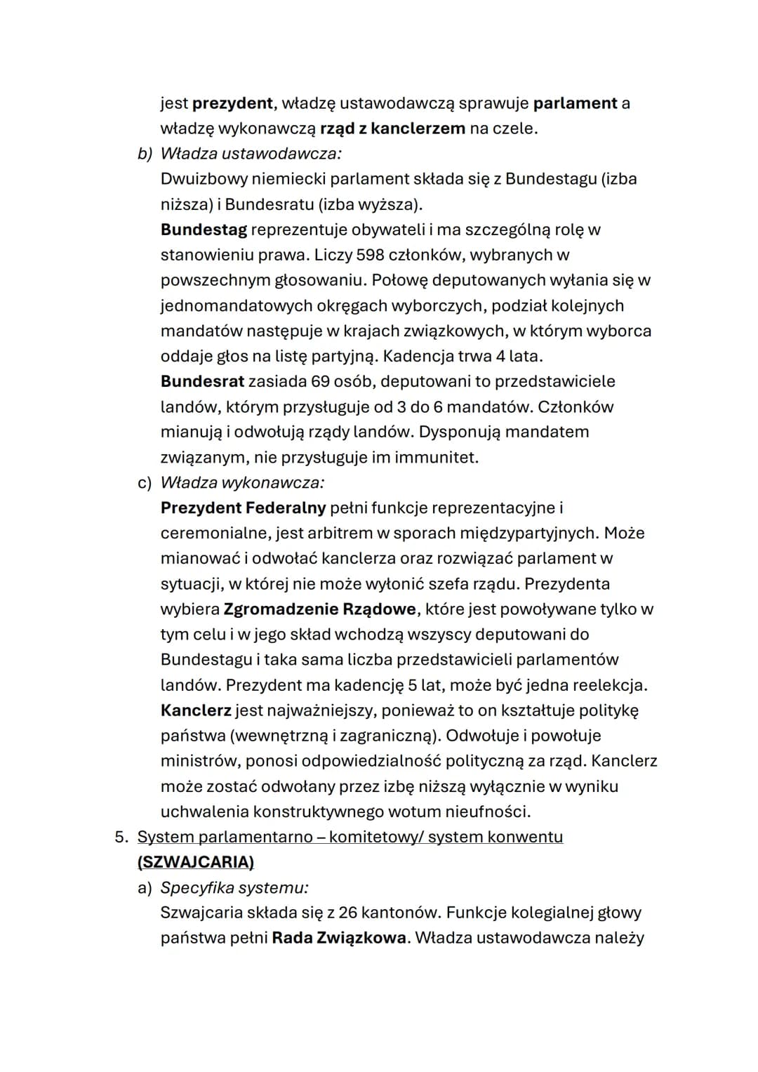 SYSTEMY POLITYCZNE
1. Różnice między podstawowymi systemami politycznymi
Kryteria różnicujące
Organ wiodący
Pozycja głowy państwa
Relacje mi