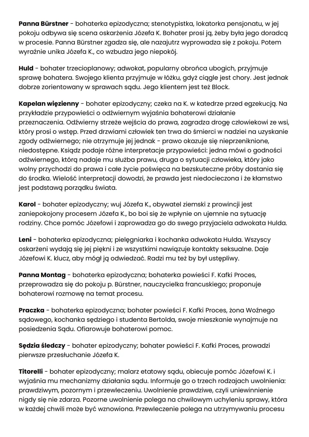 CHARAKTERYSTYKA BOHATERÓW
PROCES FRANZ KAFKA
Wizerunek Józefa K.: Józef K. jest głównym bohaterem powieści. Czytelnik wie o nim
bardzo niewi