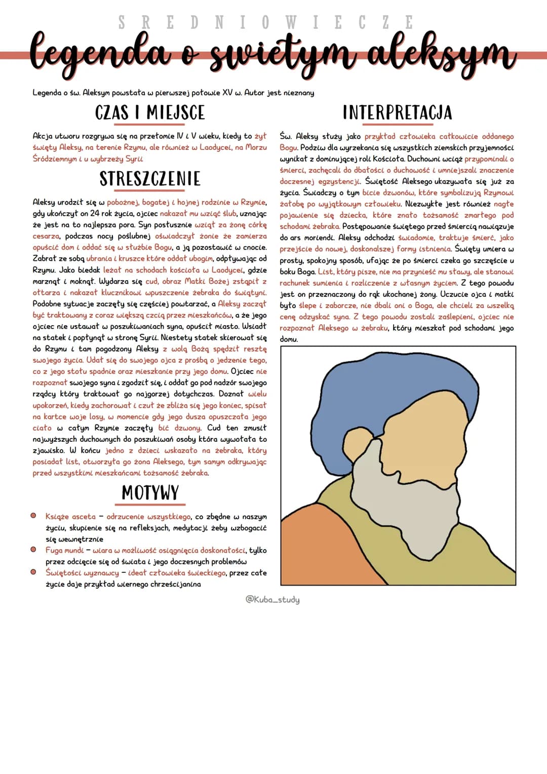 SREDNIOWIECZE
legenda o swietym aleksym
Legenda o św. Aleksym powstata w pierwszej połowie XV w. Autor jest nieznany
CZAS I MIEJSCE
Akcja ut