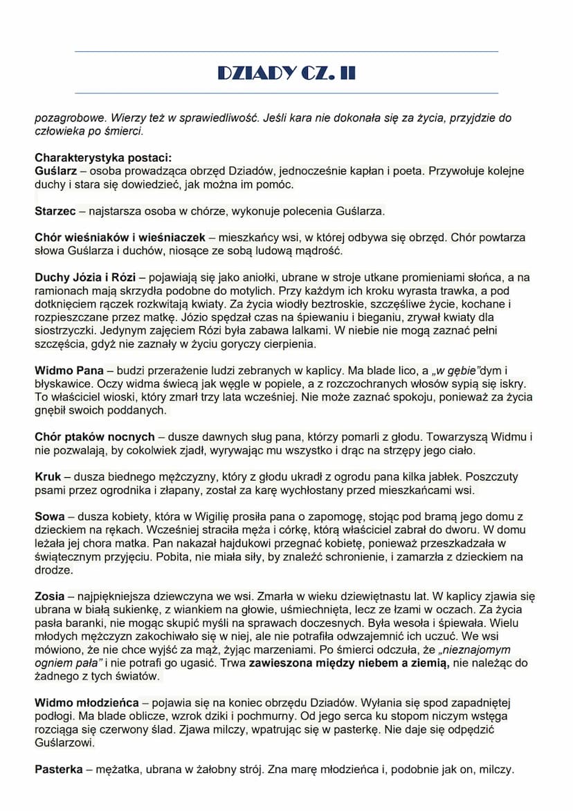 Motto:
Są dziwy w niebie i na ziemi, o których ani śniło się waszym filozofom
Motto ,,Dziadów" cz. II to słowa pochodzące z dzieła Wiliama S
