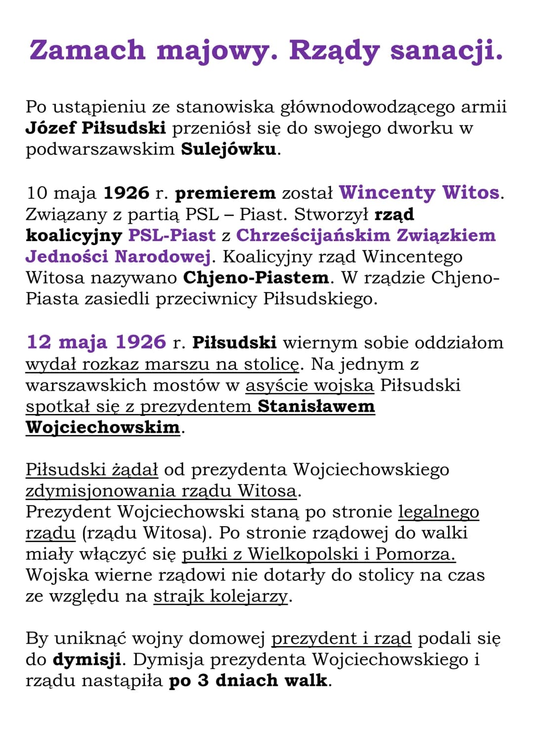 Zamach majowy. Rządy sanacji.
Po ustąpieniu ze stanowiska głównodowodzącego armii
Józef Piłsudski przeniósł się do swojego dworku w
podwarsz