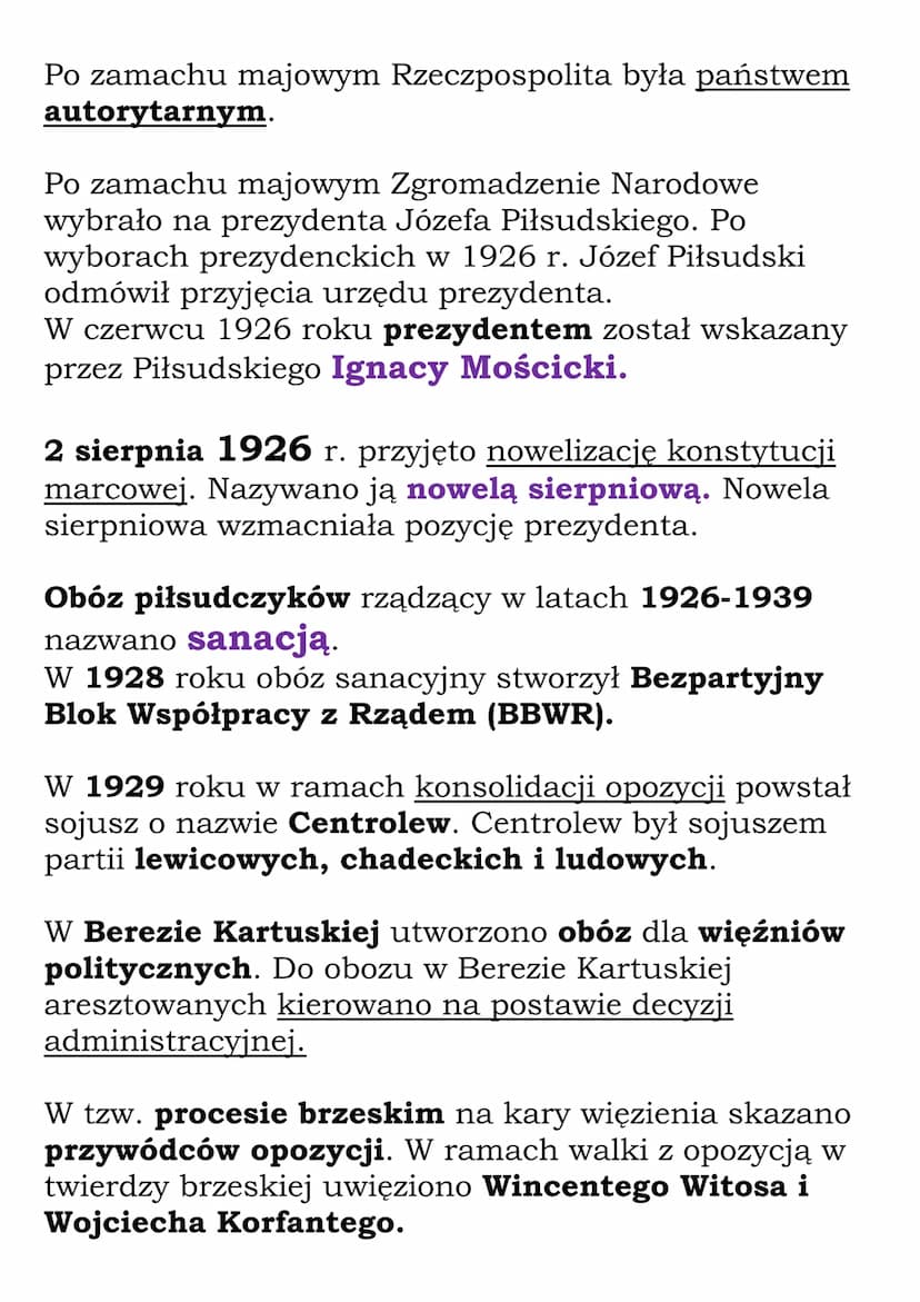 Zamach majowy. Rządy sanacji.
Po ustąpieniu ze stanowiska głównodowodzącego armii
Józef Piłsudski przeniósł się do swojego dworku w
podwarsz
