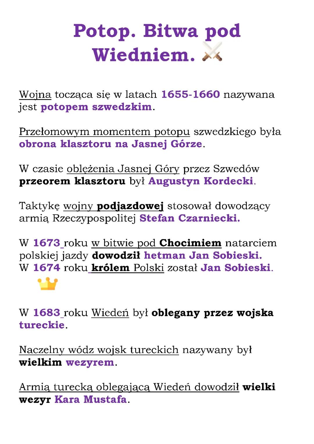 Potop szwedzki: przyczyny, skutki, bitwa pod Wiedniem