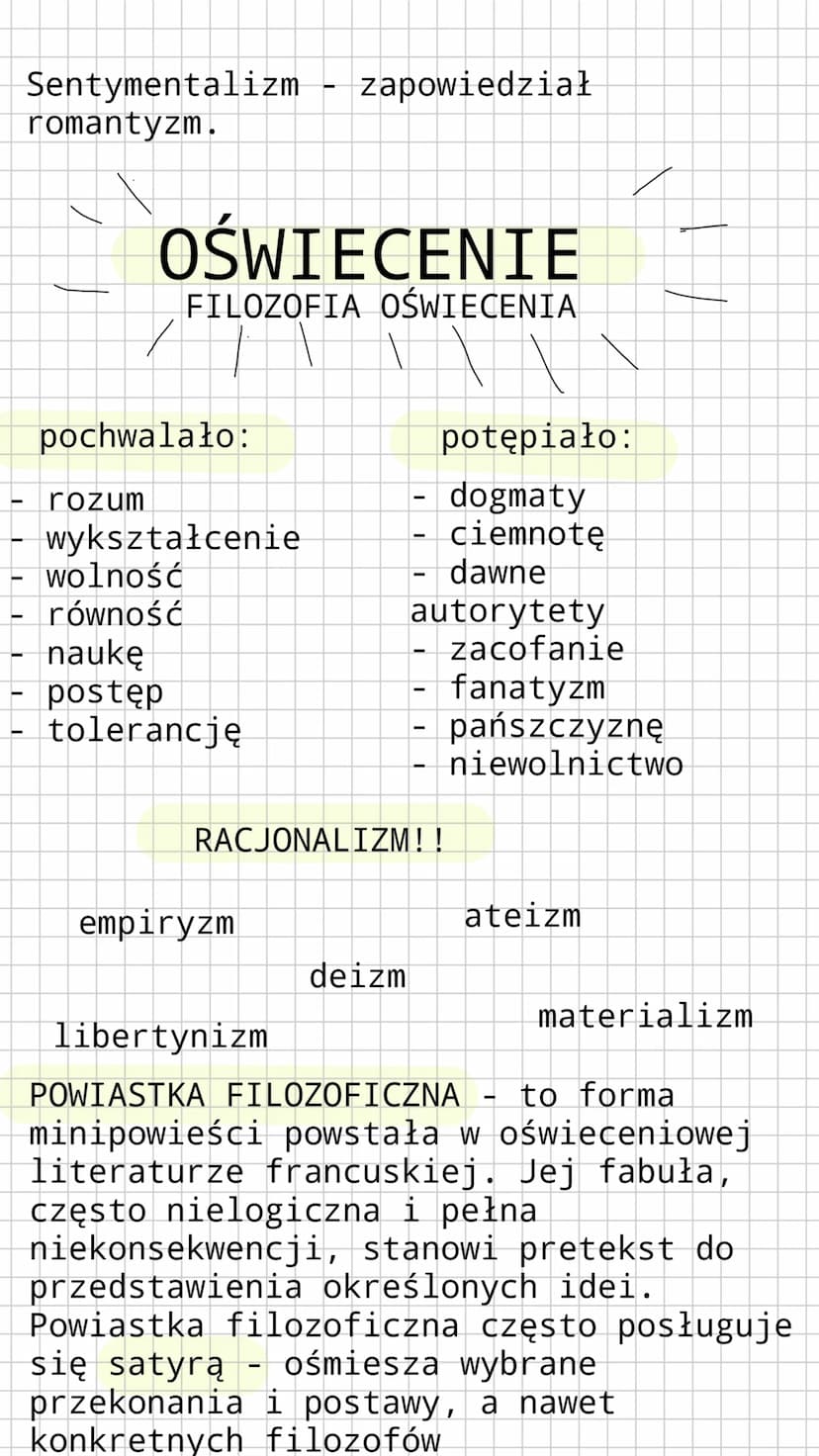 OŚWIECENIE
Ramy czasowe epoki:
1688-1789
7
rewolucja
burżuazyjna
w Anglii
9
Wielka
Rewolucja
Francuska
Nazwa epoki:
Oświecenie to inaczej: w