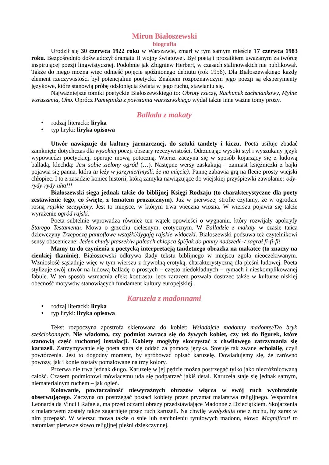 Analiza wierszy Mirona Białoszewskiego