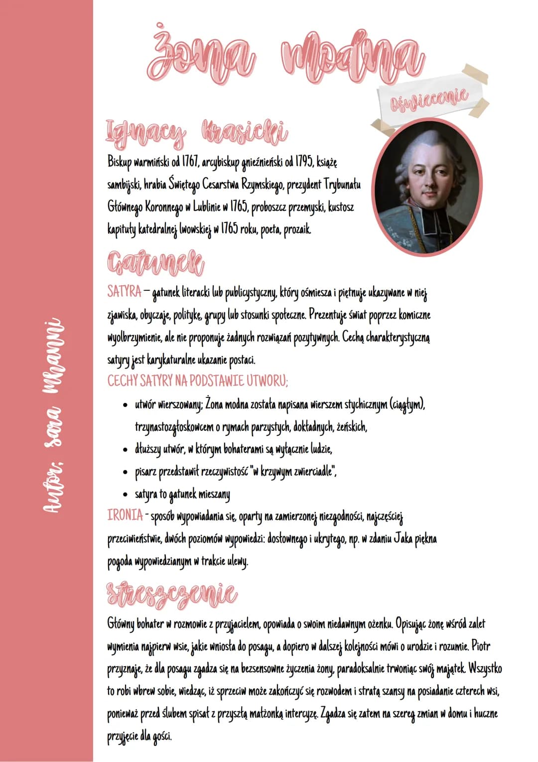 Autor, sara Mhanni
Żona modna
Ignacy Krasicki
Biskup warmiński od 1767, arcybiskup gnieźnieński od 1795, książę
sambijski, hrabia Świętego C