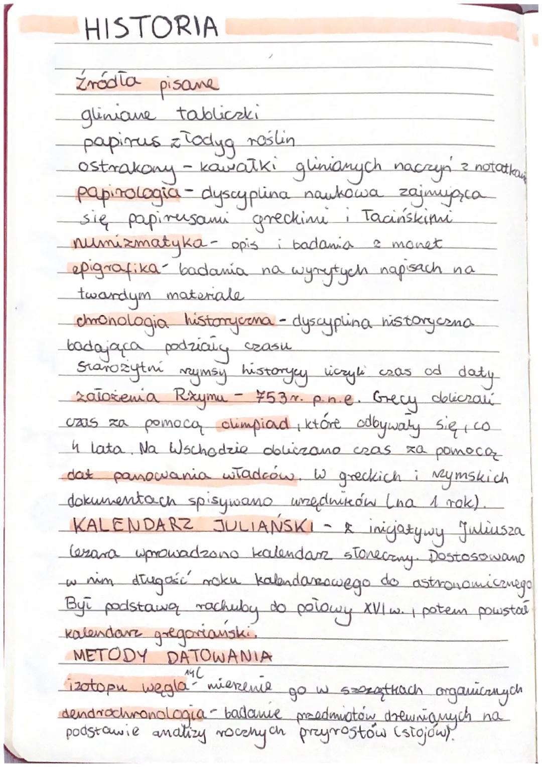 HISTORIA
źródła
pisane
gliniame tabliczki
papirus z łodyg roślin
3
ostrakony - kawałki glinianych naczyń z notatkan
papirologia - dyscyplina