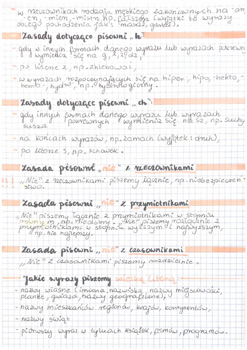 Jezyk polski
Ovtografia
Kasady dotyczące pisowni „é
goly w innych formach olanego wyrazu lub wyrazach
pokrewnych wymienia się na o, e/a, np.