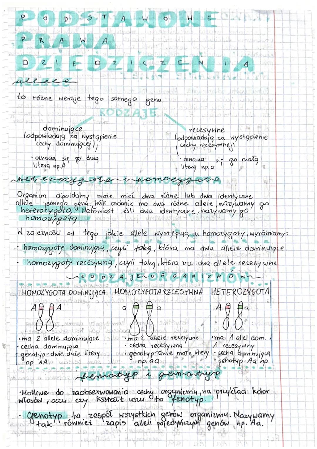 P
P
DSTAHONE
R AWA
ZIEDZICZEŃ A
allele
to różne wersje tego samego genu.
RODZAJE
dominujące
lodpowiadają za wystąpienie
cechy dominujquej),
