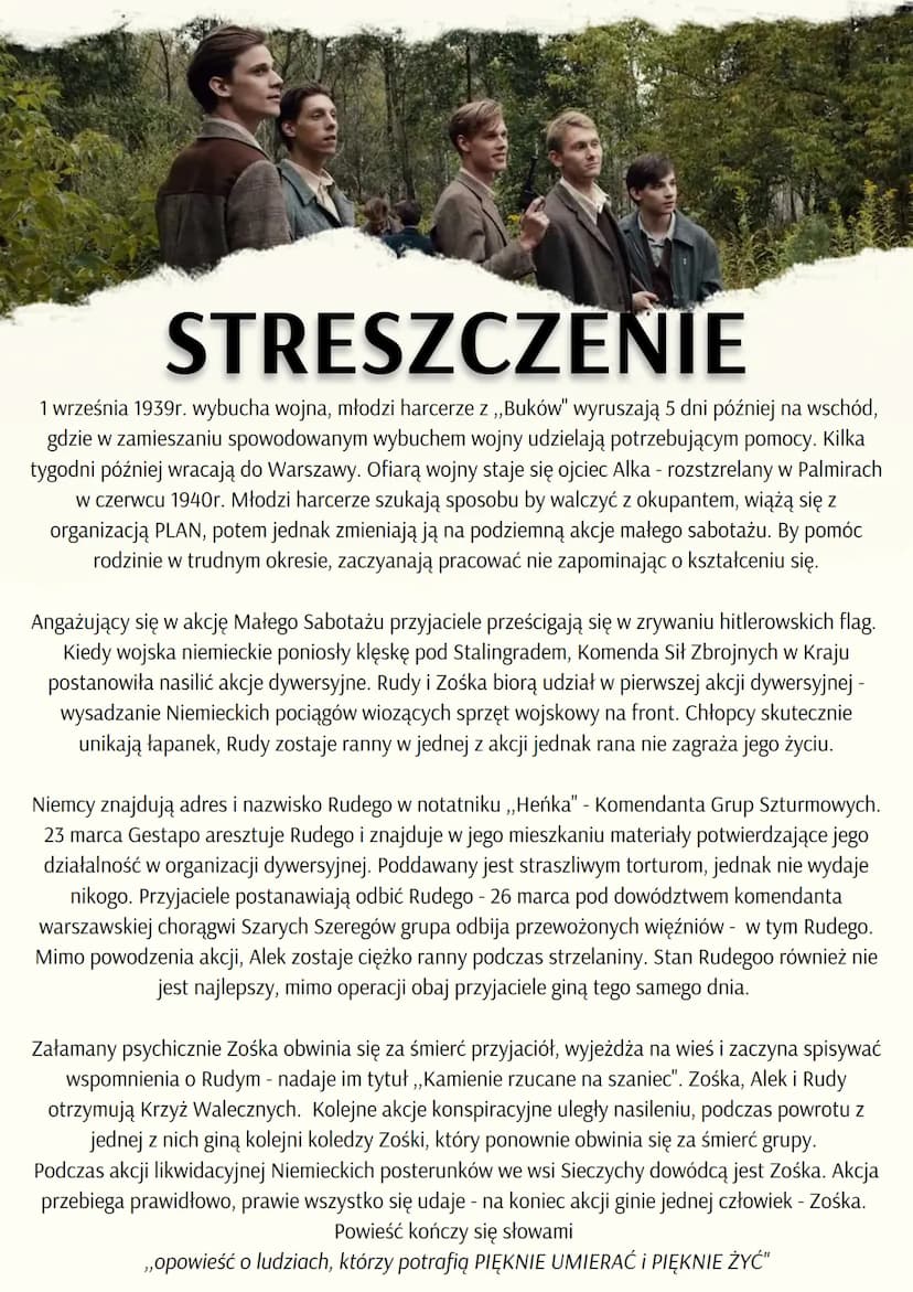 
<p>Tadeusz Zawadzki ,,Zośka"<br />
W czasie wojny, angażował się w działalność Małego Sabotażu, akcje dywersyjne i zbrojne. Zginął podczas 