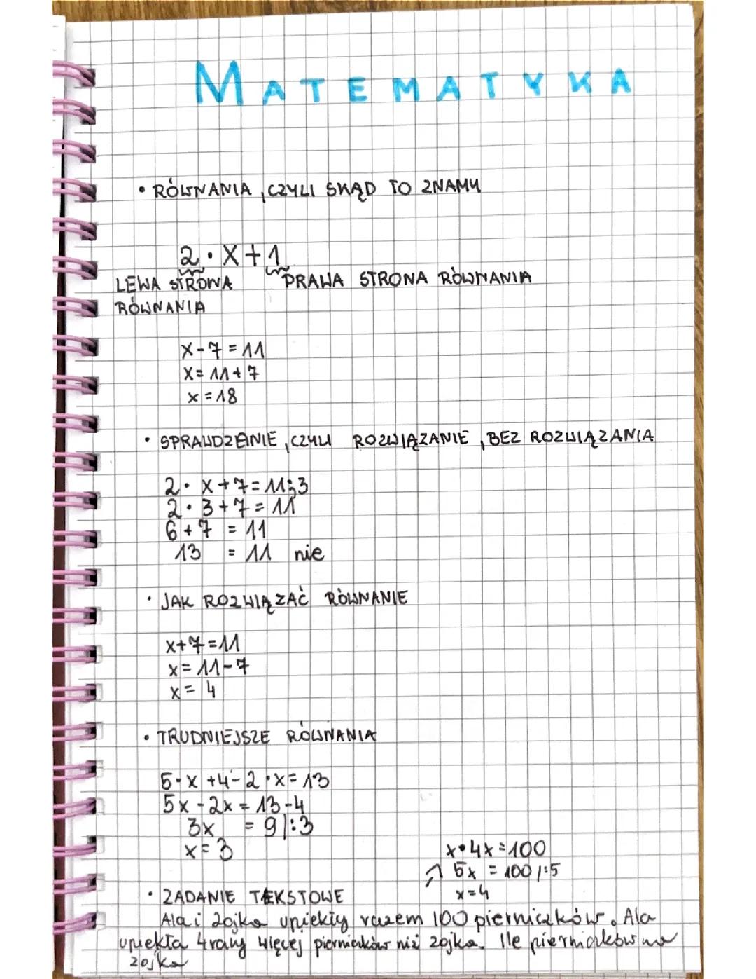 Równania matematyka 