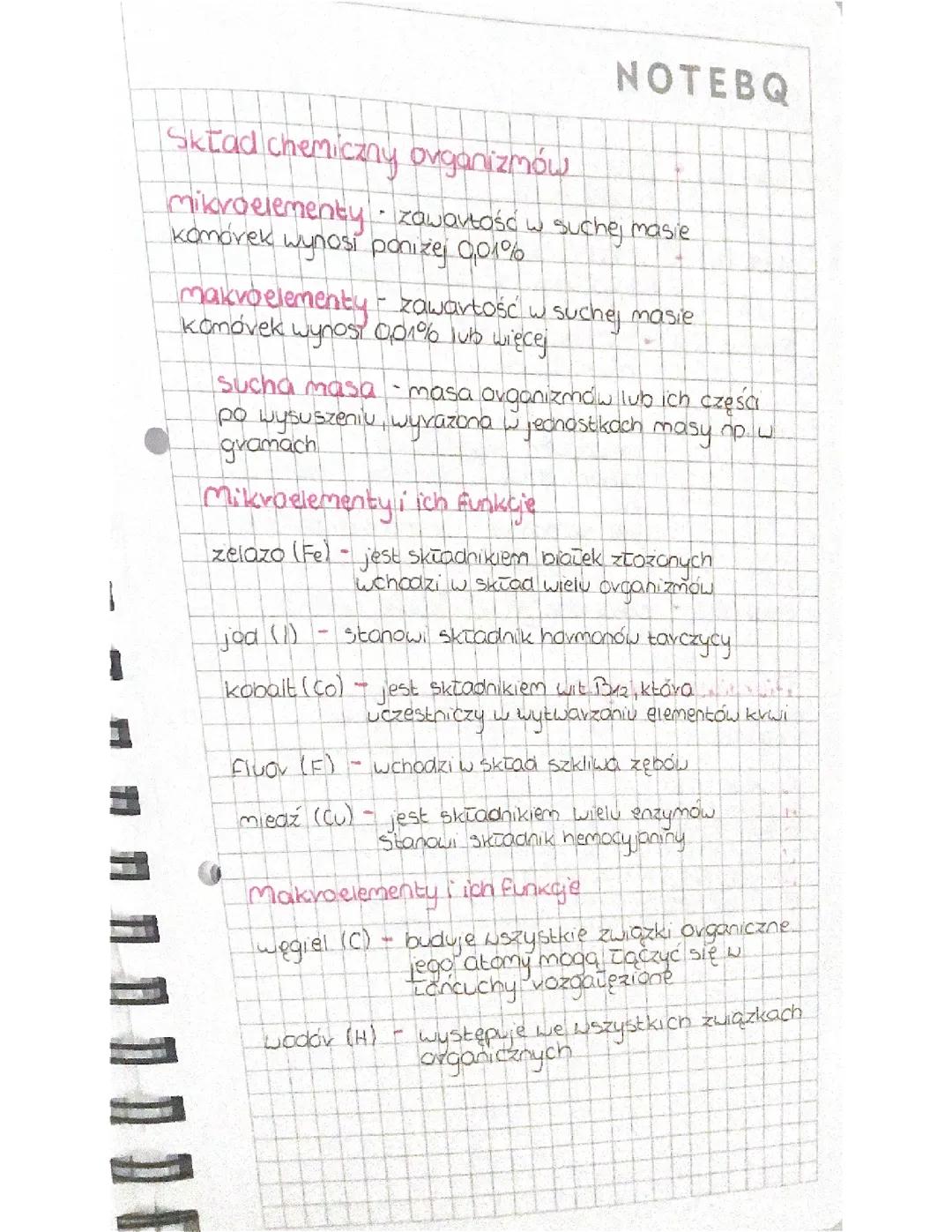 Skład Chemiczny Organizmu - Biologia Rozszerzona Klasa 1