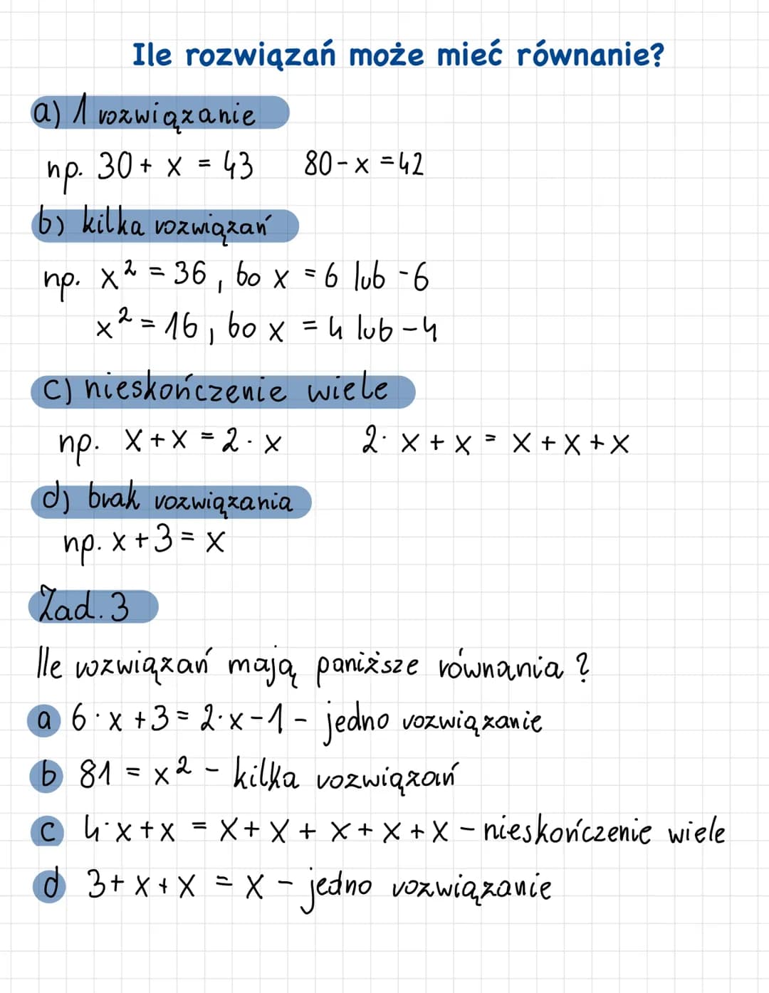 Matematyka
6·x+2=16-X
lewa, strona
równania
prawa strona
równania
Temat: Równania
znak równości
Zad.1
Asia ma o 7 dlugopisów więcej niż Ania