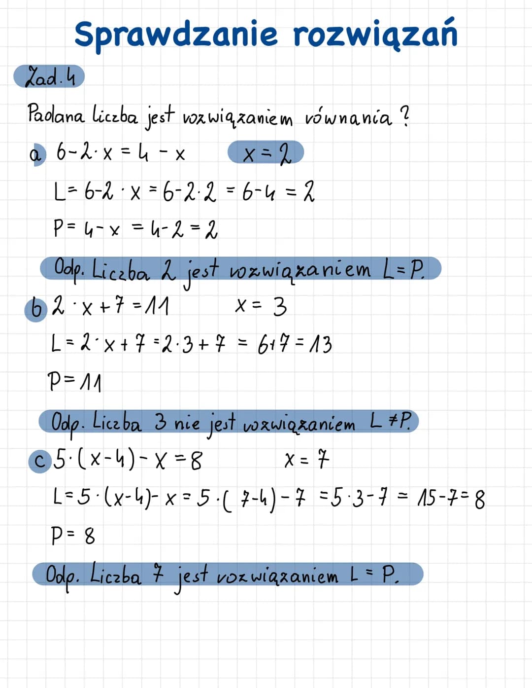 Matematyka
6·x+2=16-X
lewa, strona
równania
prawa strona
równania
Temat: Równania
znak równości
Zad.1
Asia ma o 7 dlugopisów więcej niż Ania