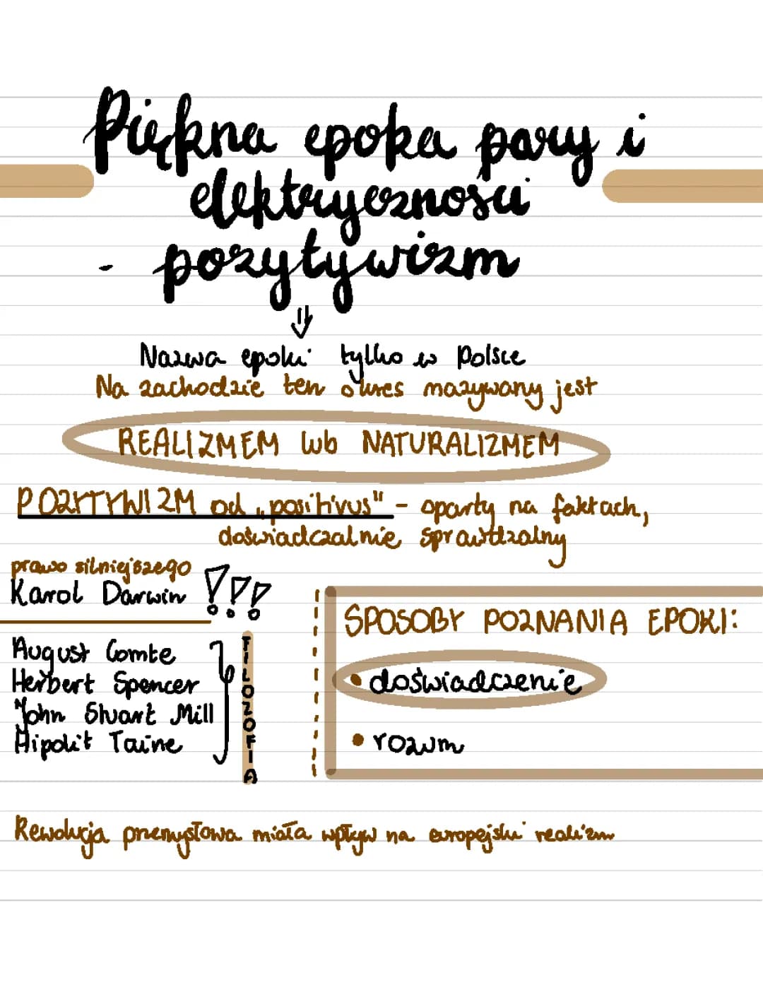 Pozytywizm - Notatka o Filozofii i Różnicach z Romantyzmem