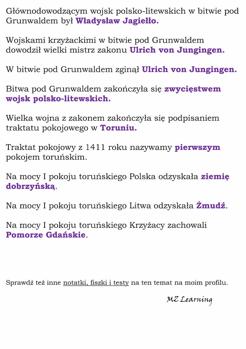Wielka wojna z
Krzyżakami
Test
Zakon Szpitala Najświętszej Marii Panny Domu
Niemieckiego w Jerozolimie to inaczej
Krzyżacy.
templariusze.
jo