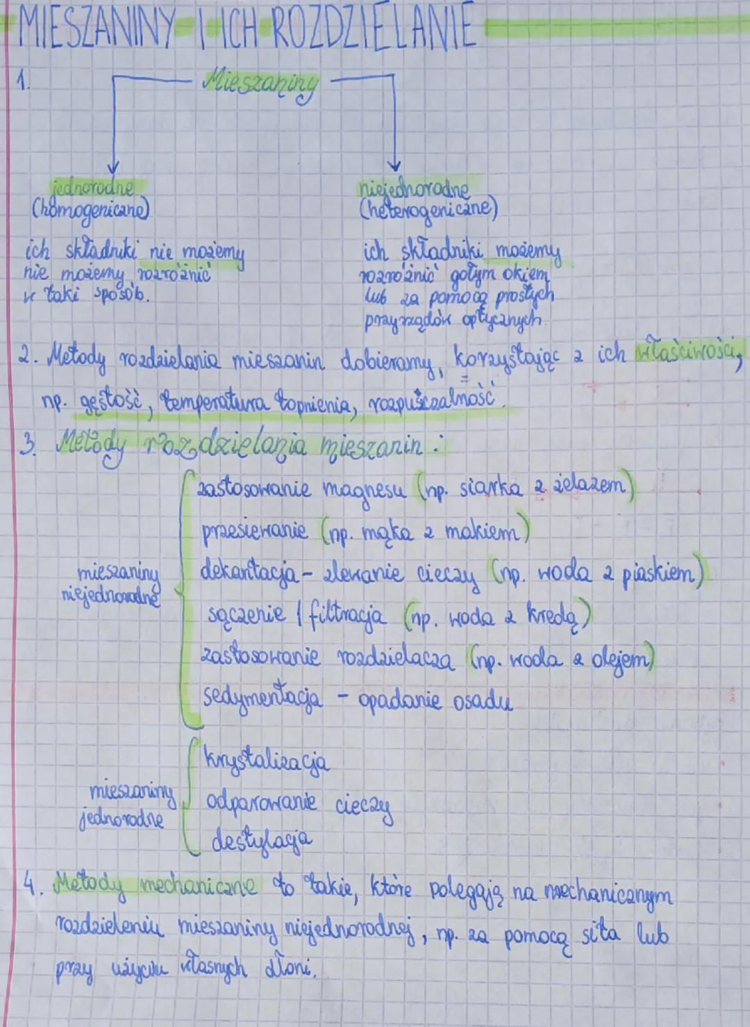 # MIESZANINY I ICH ROZDZIELANIE

1.

Mieszaniny

jednorodne
(homogenicane)

ich składniki nie możemy
nie możemy rozróżnic
v taki sposób.

ni