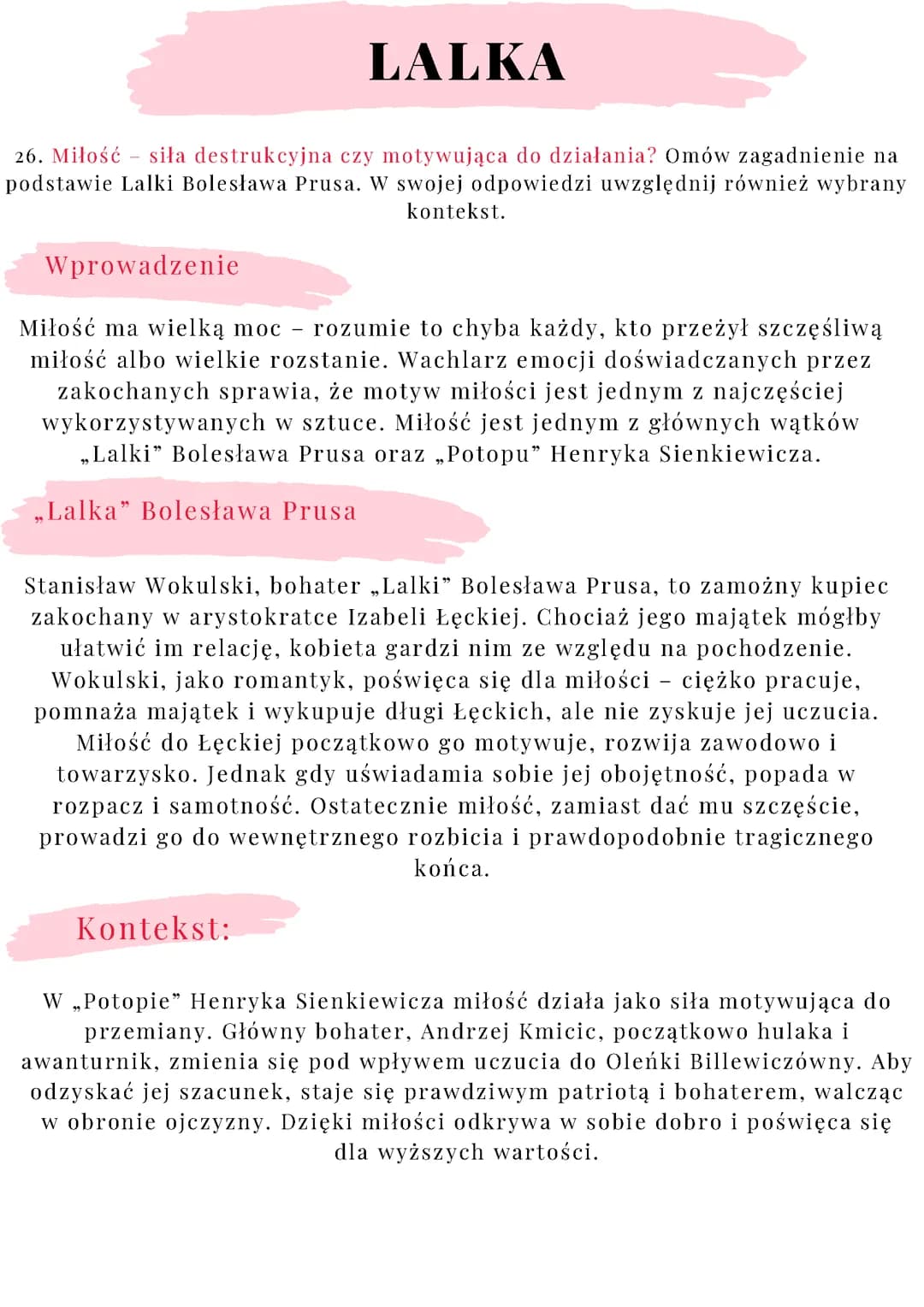 Pytania jawne matura 2025 Lalka