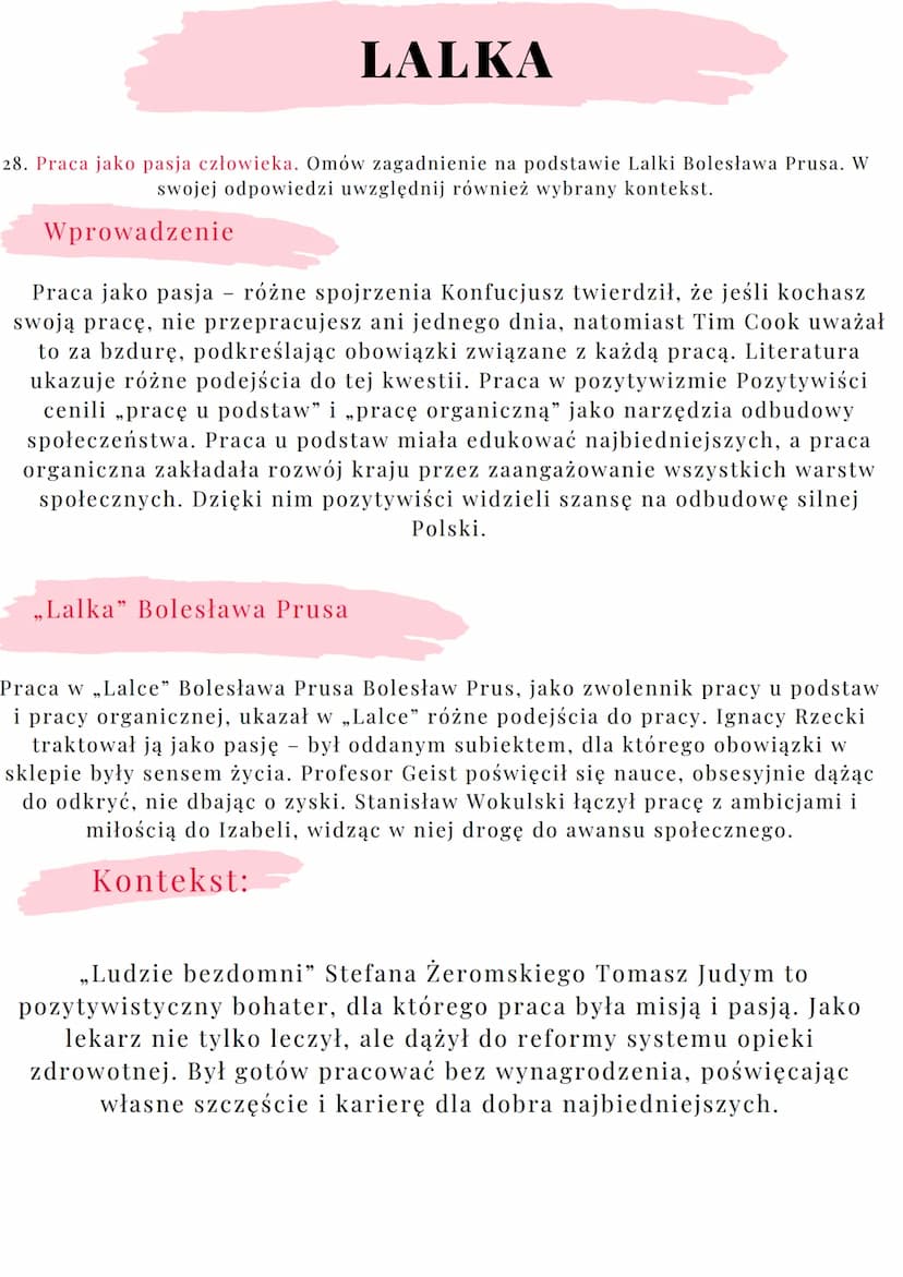 --- OCR Start ---
LALKA
27. Różne oblicza przyjaźni. Omów zagadnienie na podstawie Lalki Bolesława Prusa.
W swojej odpowiedzi uwzględnij rów
