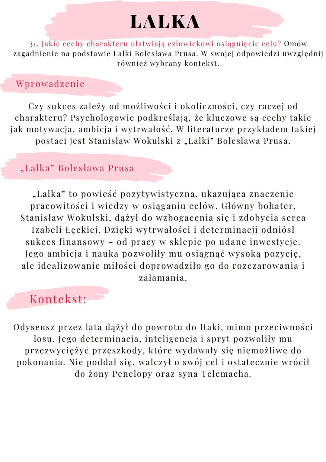--- OCR Start ---
LALKA
27. Różne oblicza przyjaźni. Omów zagadnienie na podstawie Lalki Bolesława Prusa.
W swojej odpowiedzi uwzględnij rów
