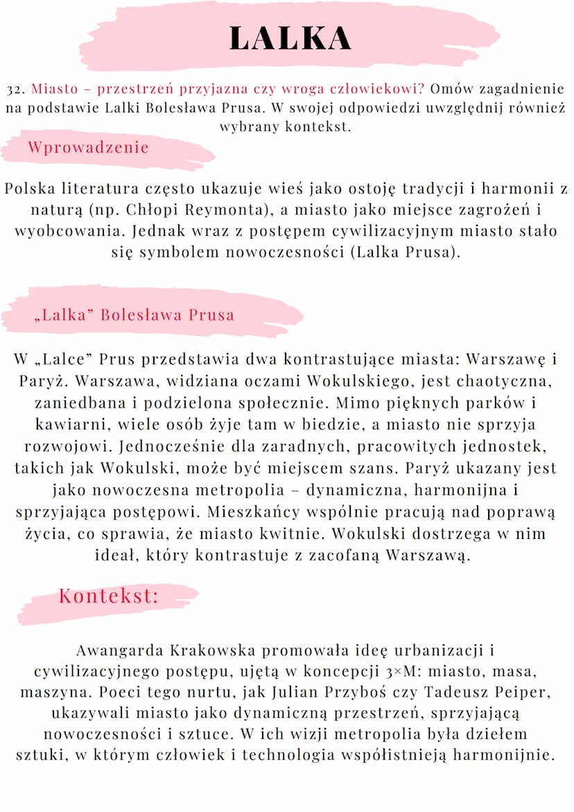 --- OCR Start ---
LALKA
27. Różne oblicza przyjaźni. Omów zagadnienie na podstawie Lalki Bolesława Prusa.
W swojej odpowiedzi uwzględnij rów