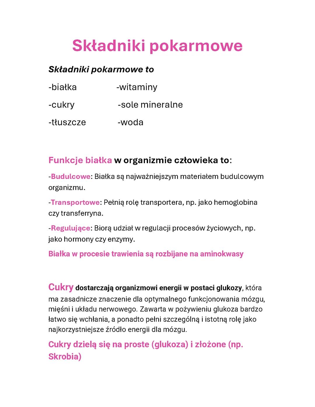 Wszystko o składnikach pokarmowych: białka, cukry, tłuszcze i błonnik