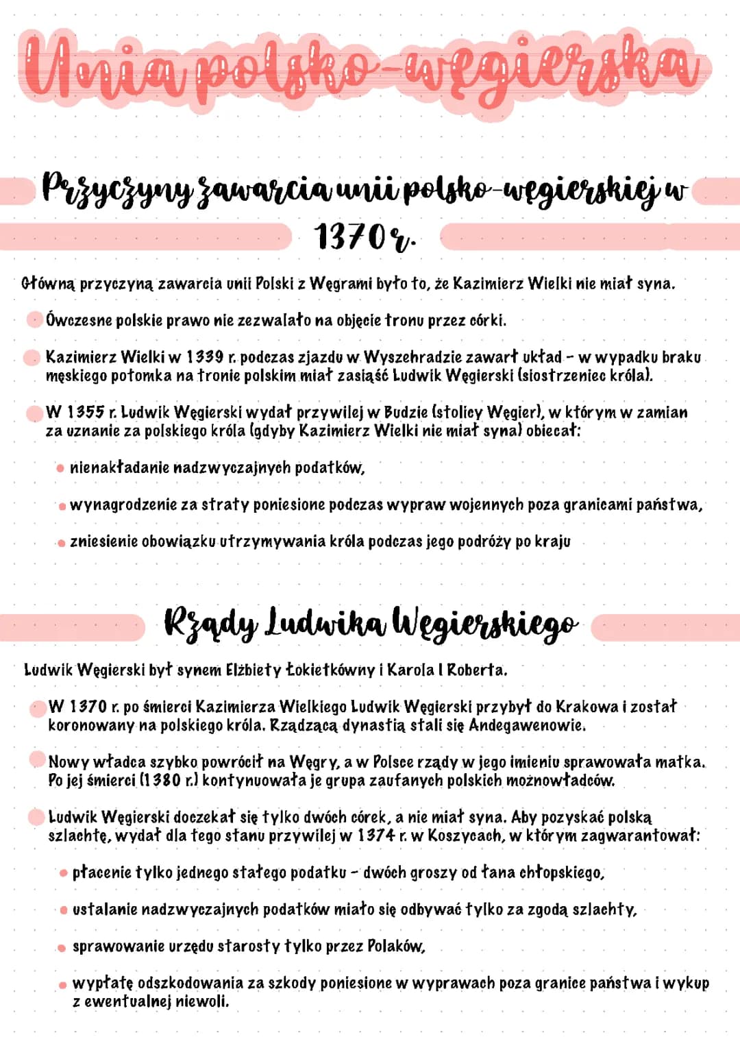Unia polsko-węgierska: Notatka z historii dla dzieci - Wojna 1410 i postanowienia