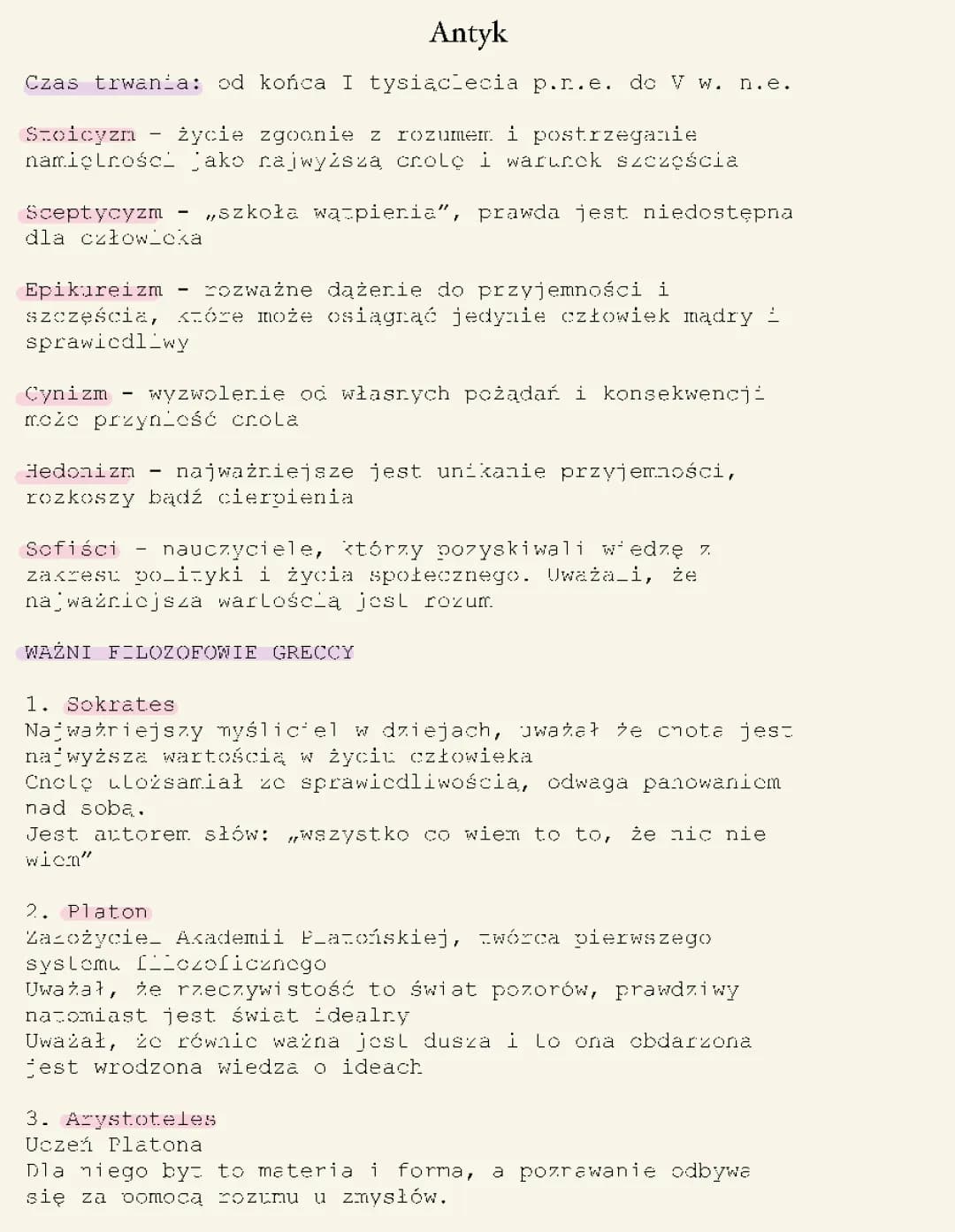 Filozofia antyczna - notatka i prezentacja
