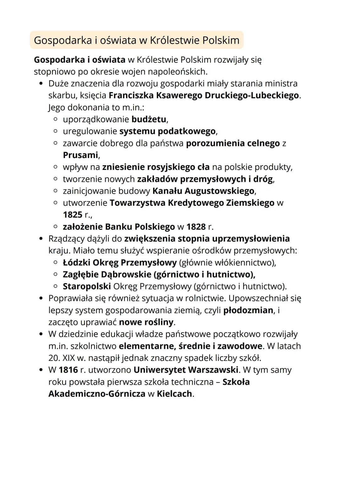 Królestwo Polskie
Królestwo Polskie powstało z większości obszarów Księstwa
Warszawskiego.
●
Pomysłodawcą utworzenia Królestwa Polskiego był