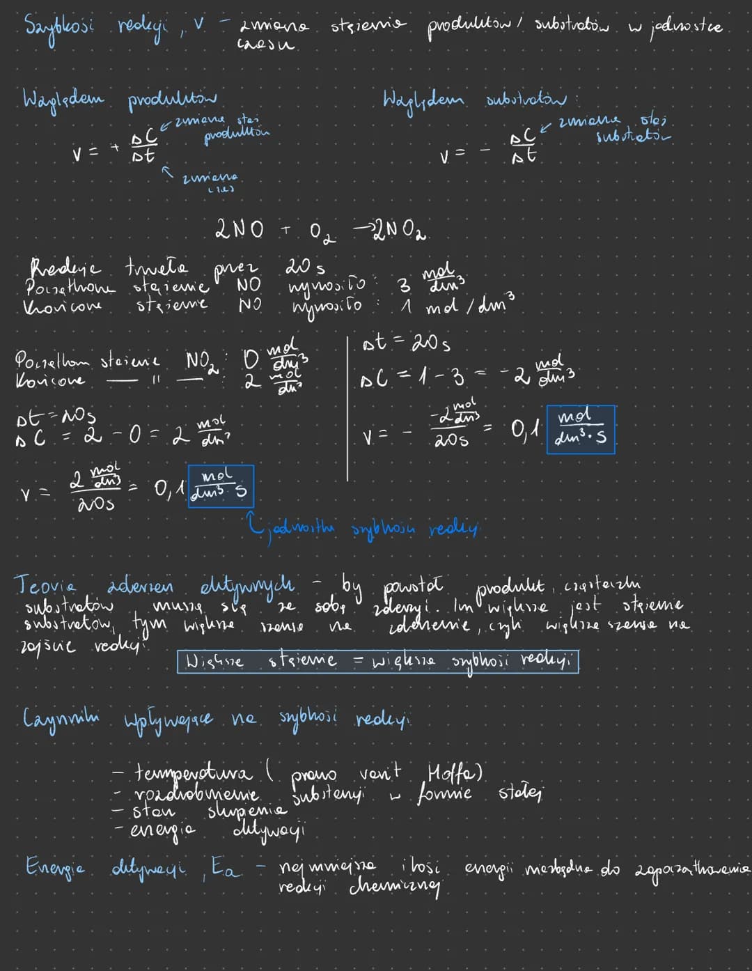 Szybkos redigi v
Waględem produliton
V = +
V
.DC.
st
Redene trete
Poizethone stężenie
койсом
strieme
st-nos
D C = 2-0
mol
2 dm3
205
Ezumieni