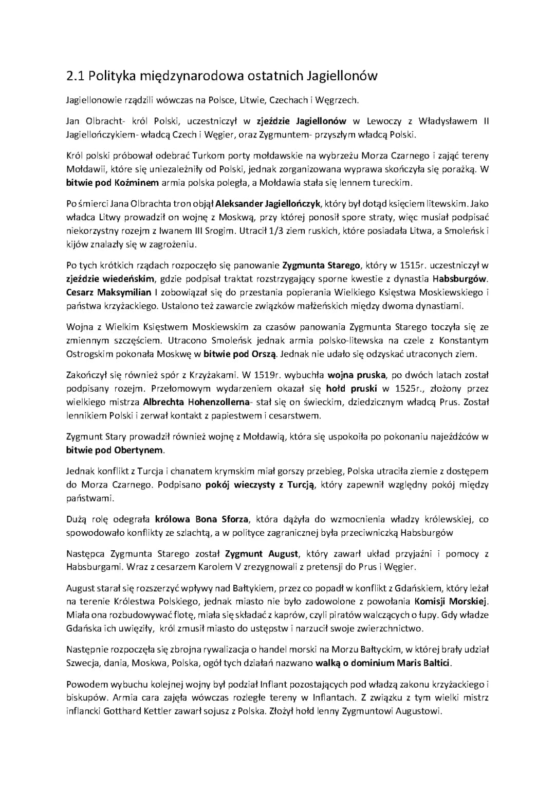Złoty Wiek Rzeczypospolitej - Notatki i Sprawdziany