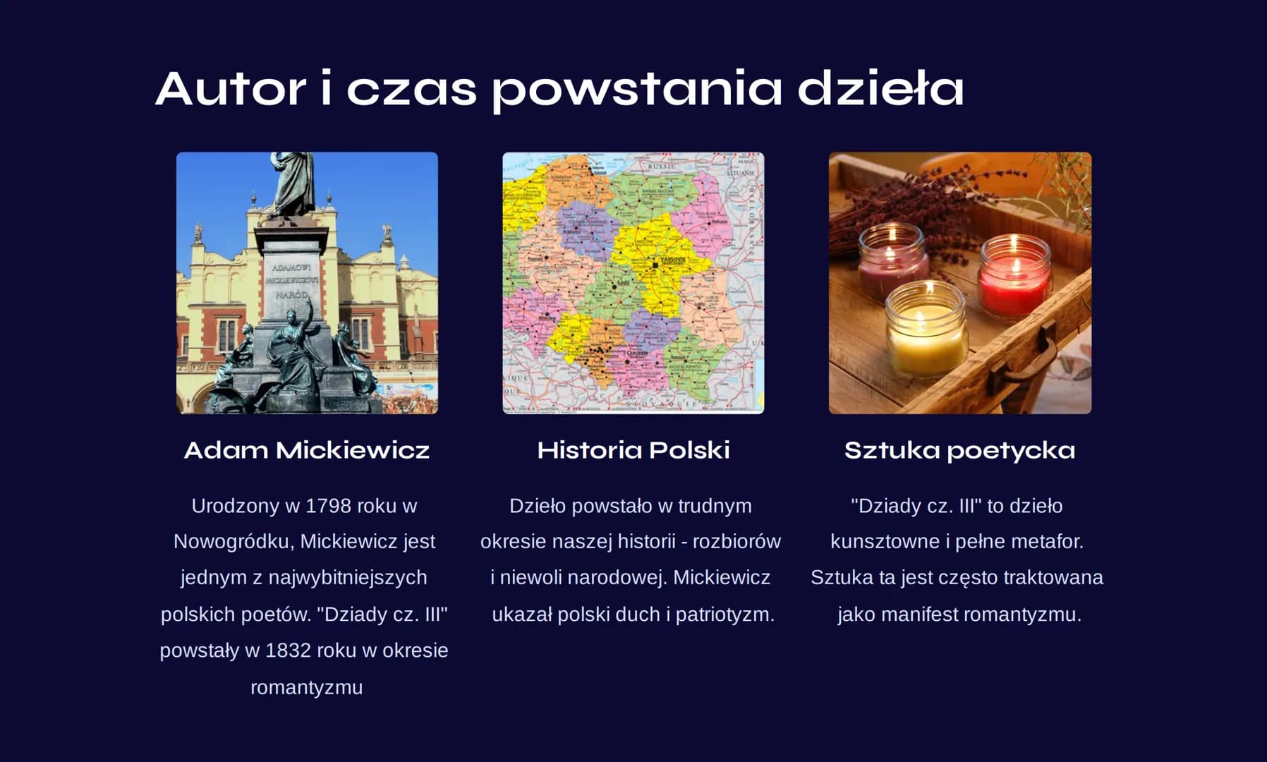 "Dziady cz. III"
notatka
I
"Dziady cz. III" to dramat autorstwa Adama Mickiewicza powstały w
1832 roku. Jest to jedno z najważniejszych dzie