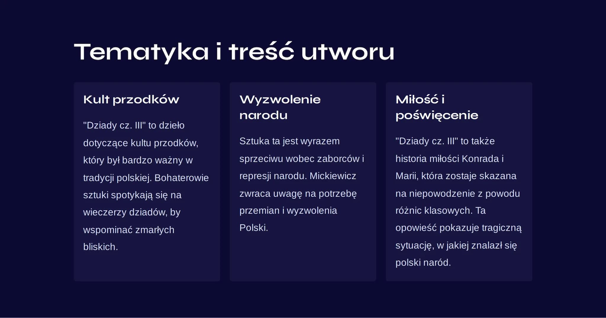 "Dziady cz. III"
notatka
I
"Dziady cz. III" to dramat autorstwa Adama Mickiewicza powstały w
1832 roku. Jest to jedno z najważniejszych dzie