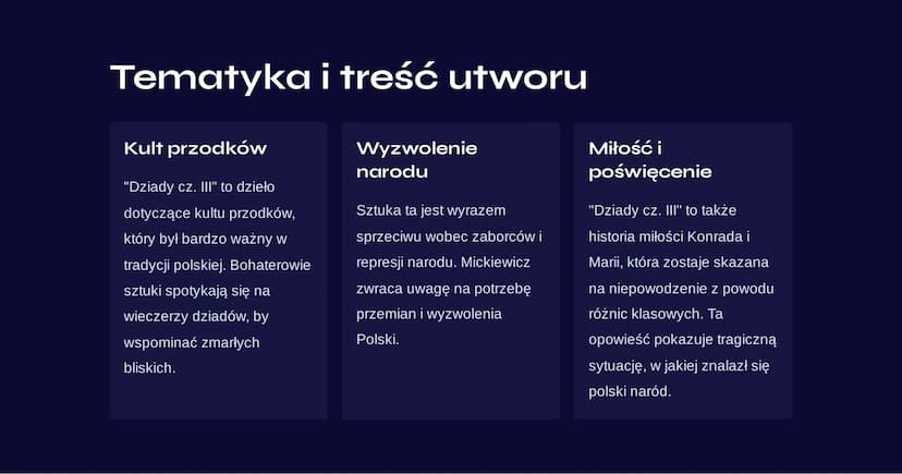 "Dziady cz. III"
notatka
I
"Dziady cz. III" to dramat autorstwa Adama Mickiewicza powstały w
1832 roku. Jest to jedno z najważniejszych dzie