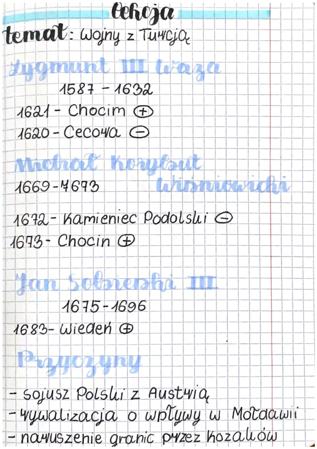tehoja
temat: Wojny z Turcją
tygmunt III Waza
1587-1632
1621 - Chocim (Đ
1620- Cecova G
Michat horutsut
1669-4673
Wishichichi
1672- Kamienie