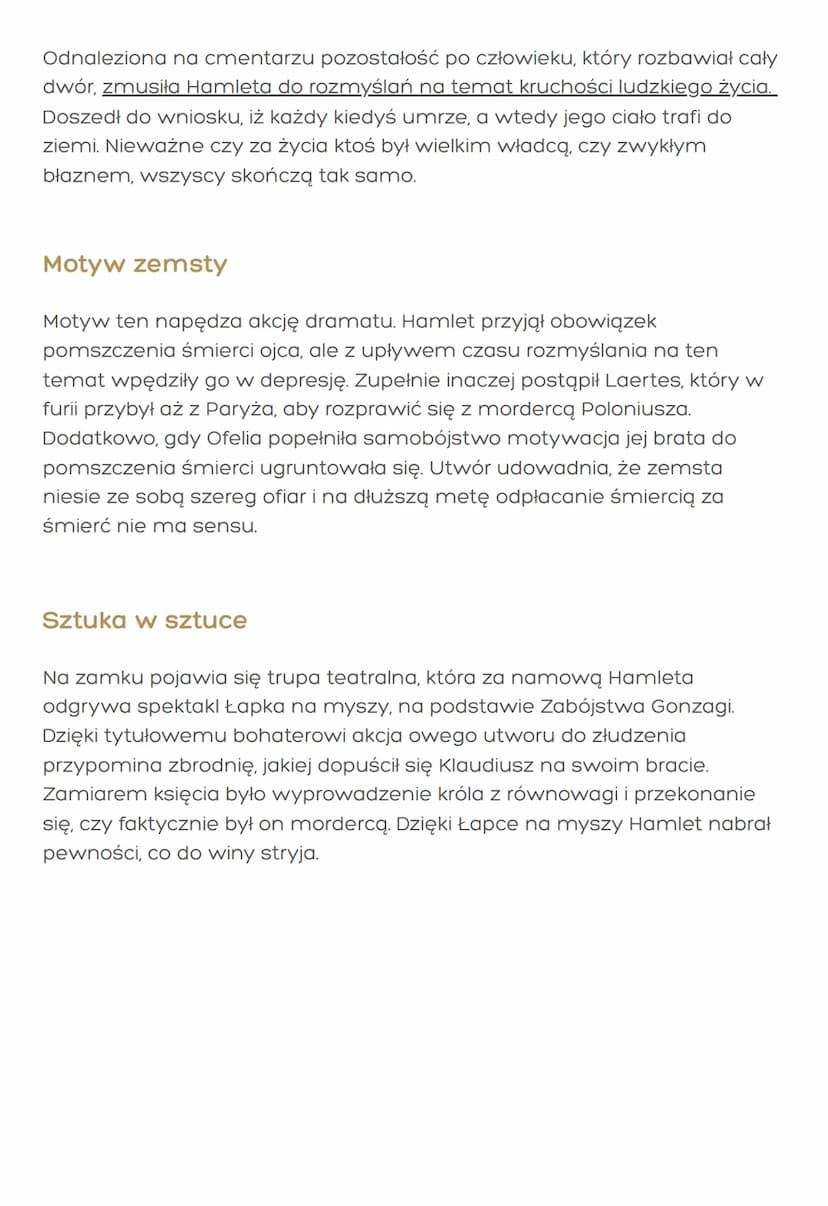 „Hamlet"-William Szekspir
O Czas, miejsce akcji
• średniowiecze, akcja toczy się około 2 miesiące
• większość wydarzeń rozgrywa się na duńsk
