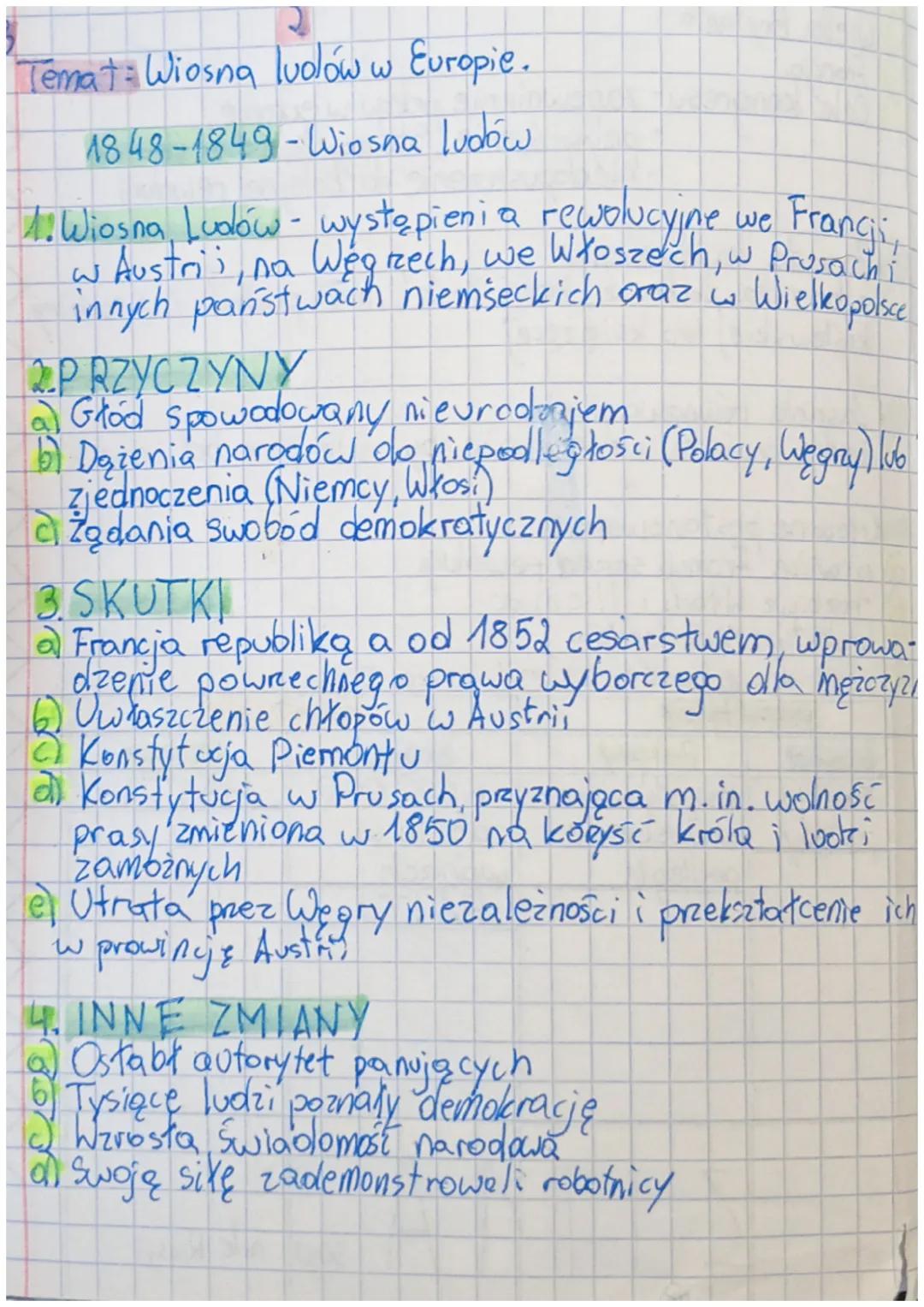 Temat: Wiosna luolów w Europie.
1848-1849-Wiosna ludow
1. Wiosna, Ludów - wystąpieni a rewolucyjne we Francis
Austrii, na Wegrzech, we Włosz