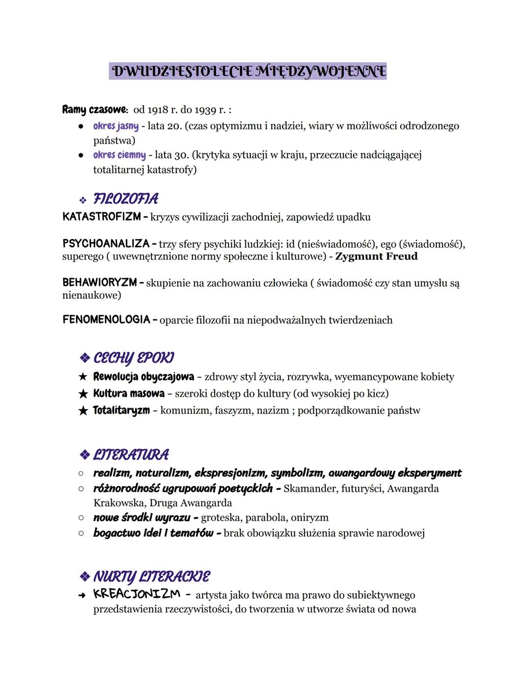 DWUDZIESTOLECIE MIĘDZYWOJENNE