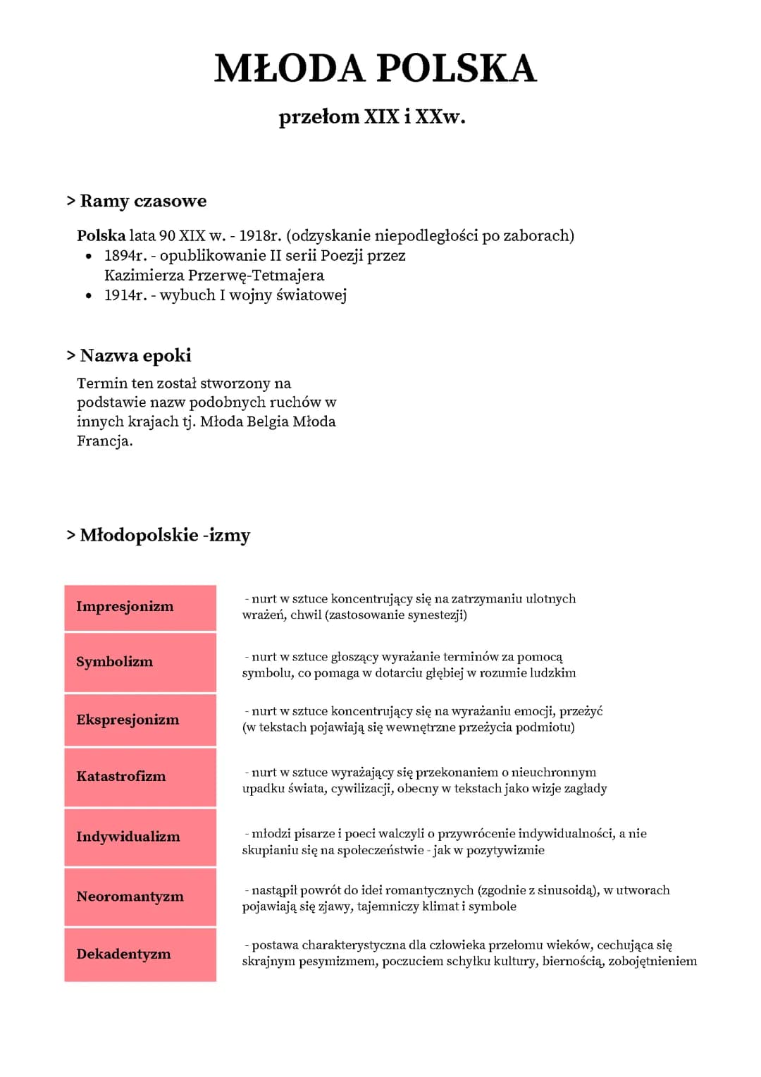 Młoda Polska epoka j. polski