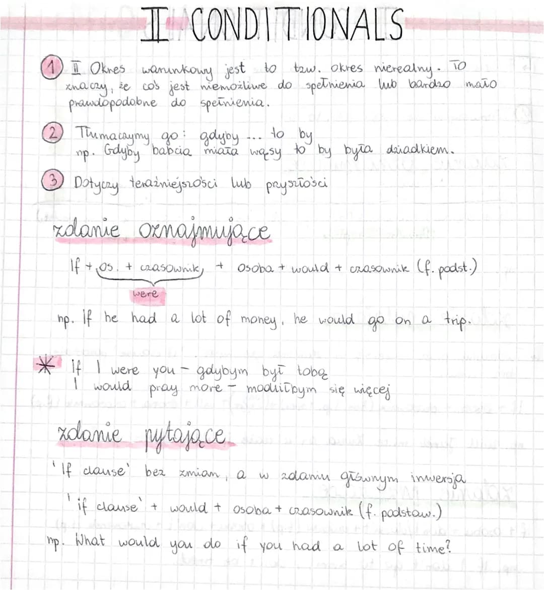 O CONDITIONALS100
1 Dotyczy tenażniejszości
(2) Tłumaczymy go najczęściej: kiedy co's, to coś.
3 Najczęściej dotyczy On prawd naturalnych i 