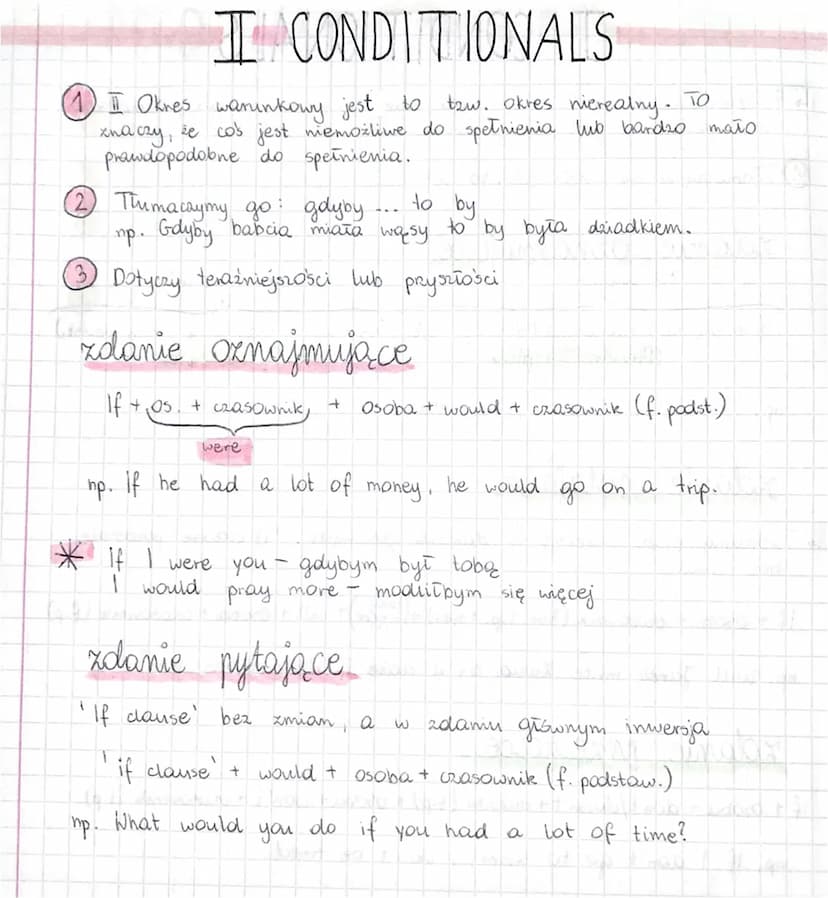 O CONDITIONALS100
1 Dotyczy tenażniejszości
(2) Tłumaczymy go najczęściej: kiedy co's, to coś.
3 Najczęściej dotyczy On prawd naturalnych i 