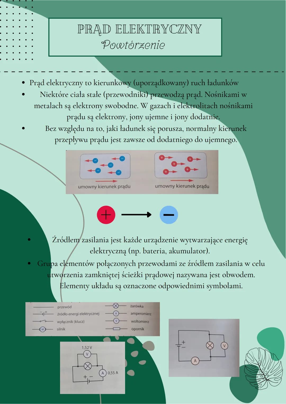 PRĄD ELEKTRYCZNY
●
Prąd elektryczny to kierunkowy (uporządkowany) ruch ładunków
Niektóre ciała stałe (przewodniki) przewodzą prąd. Nośnikami