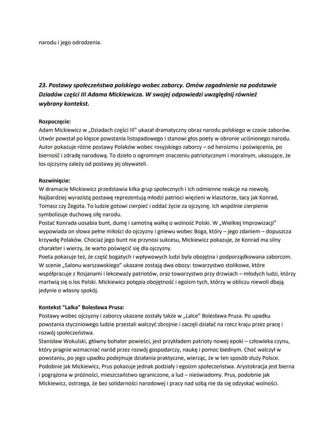 21. Losy młodzieży polskiej pod zaborami. Omów zagadnienie na podstawie Dziadów
części III Adama Mickiewicza. W swojej odpowiedzi uwzględnij