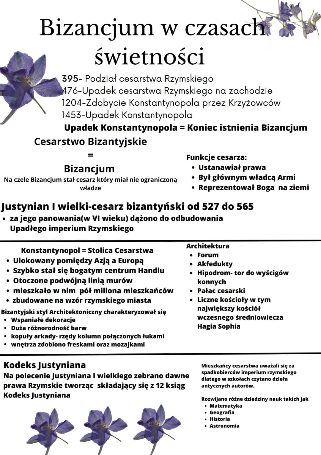 Bizancjum w czasach
świetności
395- Podział cesarstwa Rzymskiego
476-Upadek cesarstwa Rzymskiego na zachodzie
1204-Zdobycie Konstantynopola 