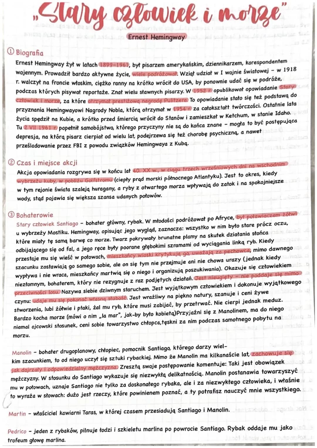  Lektura Stary człowiek i morze