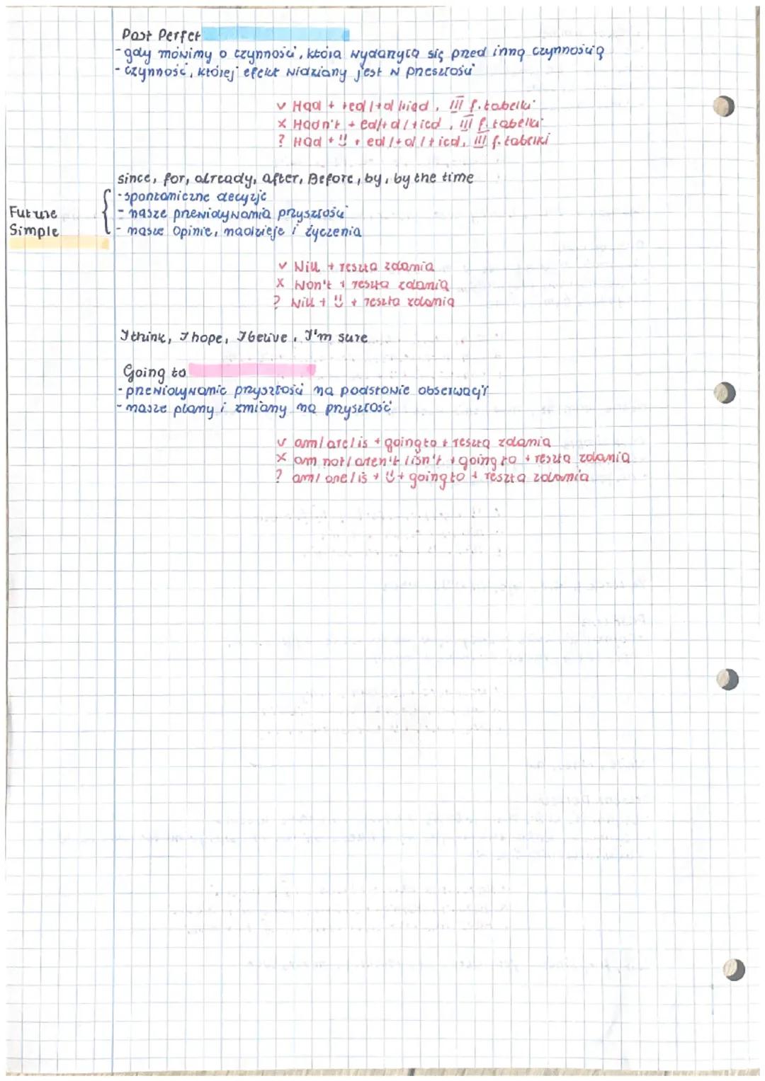 Present Simple
-czynności state, regularnic powłaniające się
-rutyny i przyzwyczajenia
-prowdy życione
-wyrażamic uczuć

✔ 305.l.p + s/estic